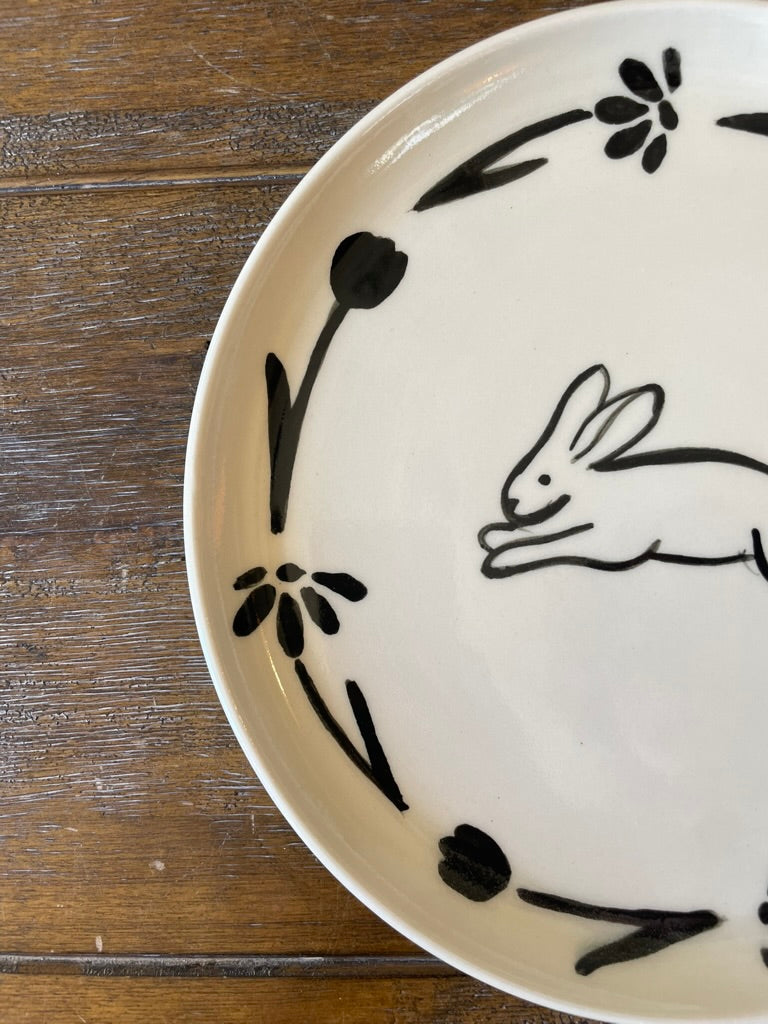 Black & White Bunny Plate
