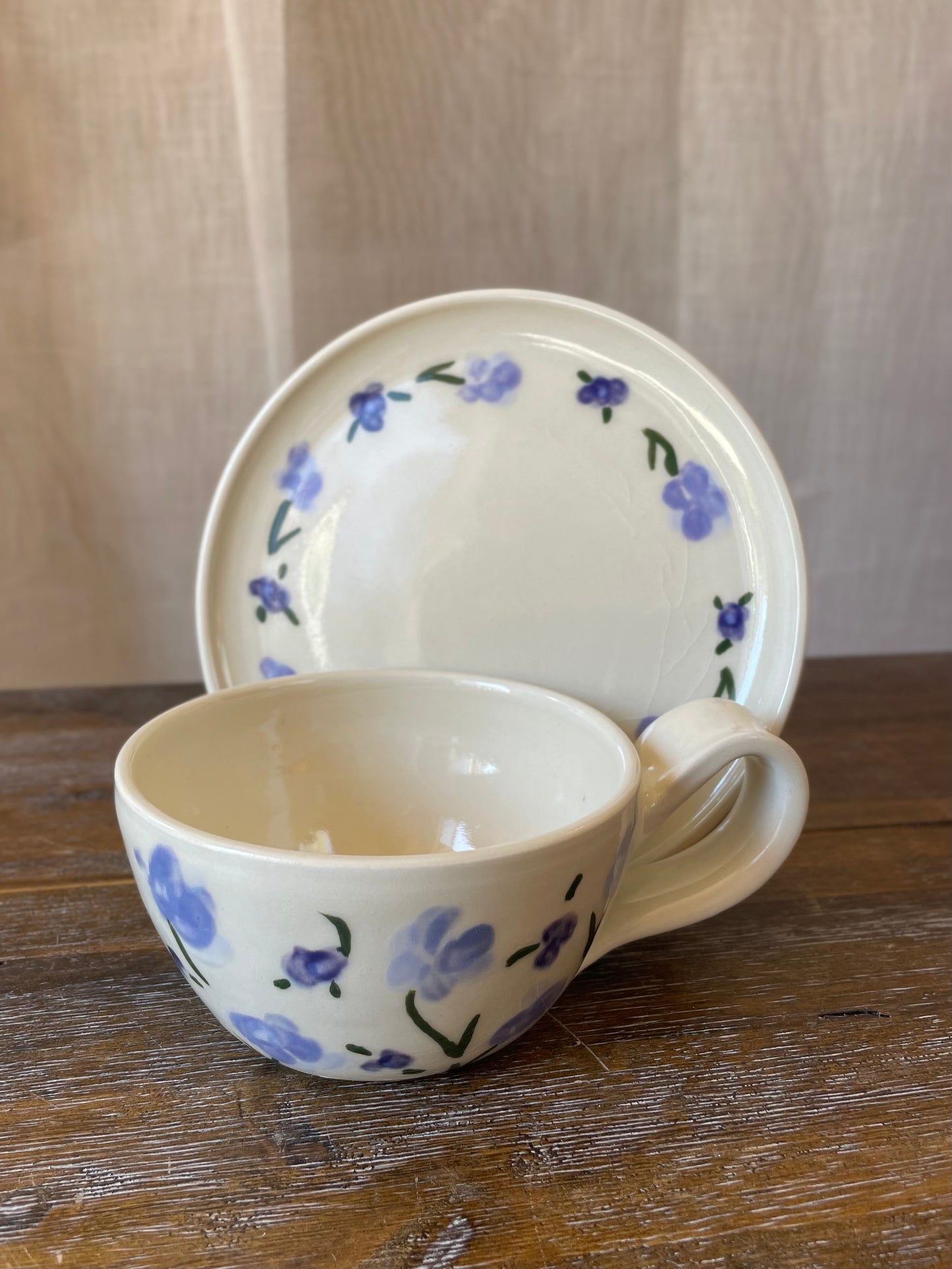 Purple Flower Latte Set