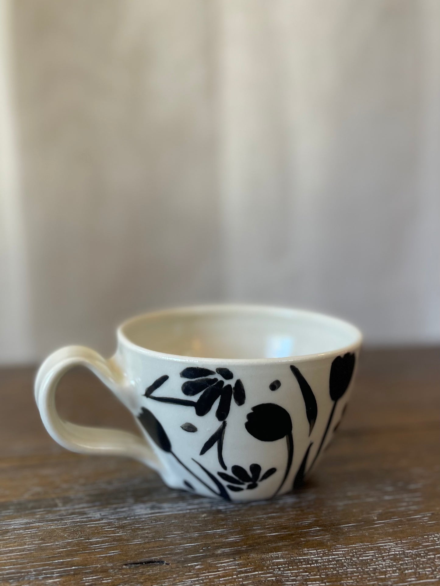 Black Flower Latte Mug