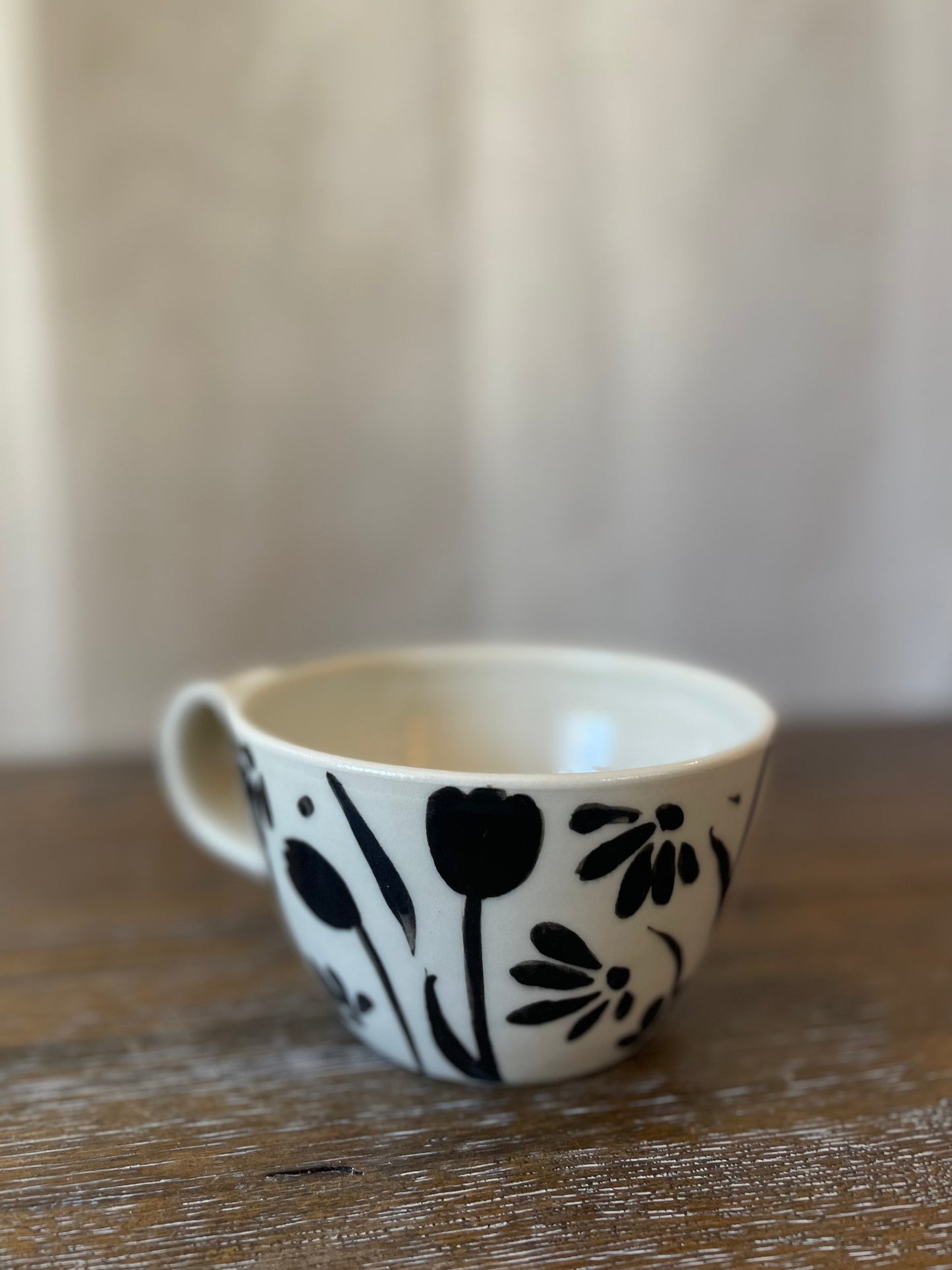 Black Flower Latte Mug