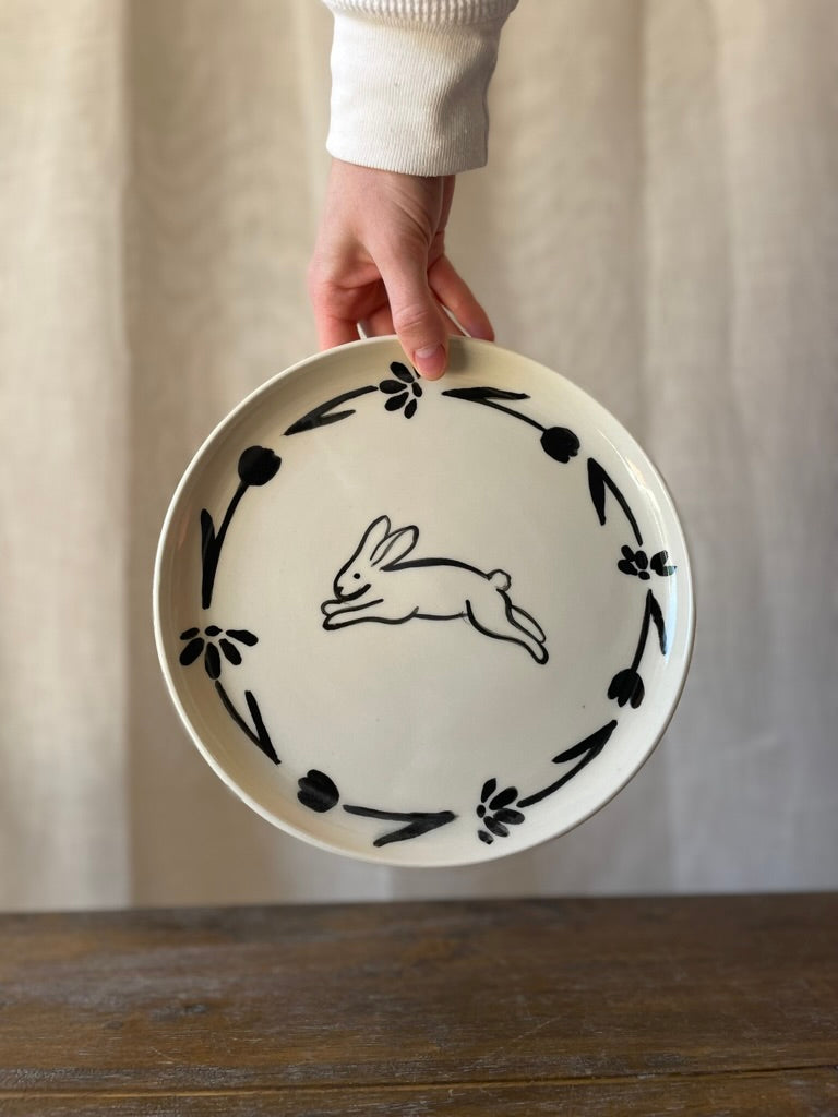 Black & White Bunny Plate