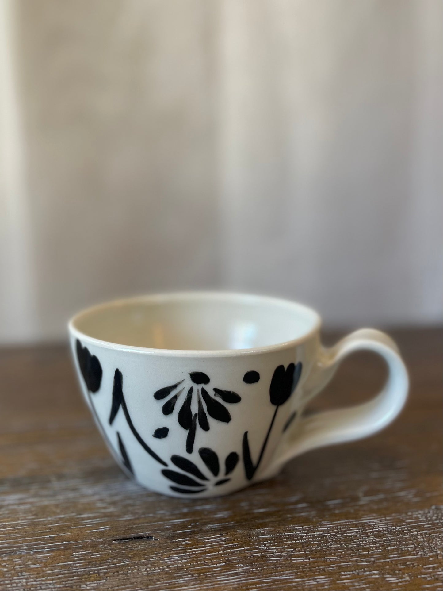 Black Flower Latte Mug
