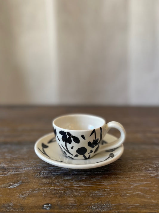 Black Flower Espresso Set