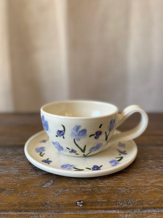 Purple Flower Latte Set