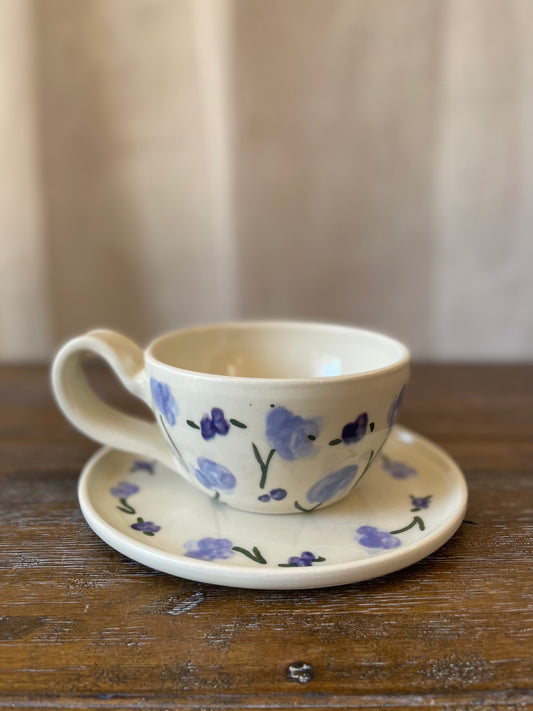 Purple Flower Latte Set