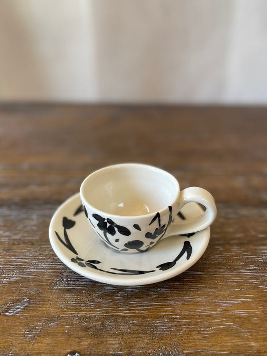 Black Flower Espresso Set