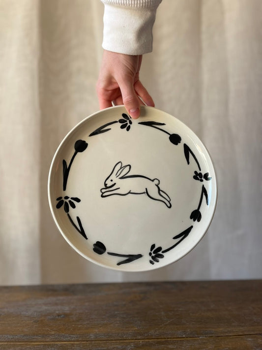 Black & White Bunny Plate